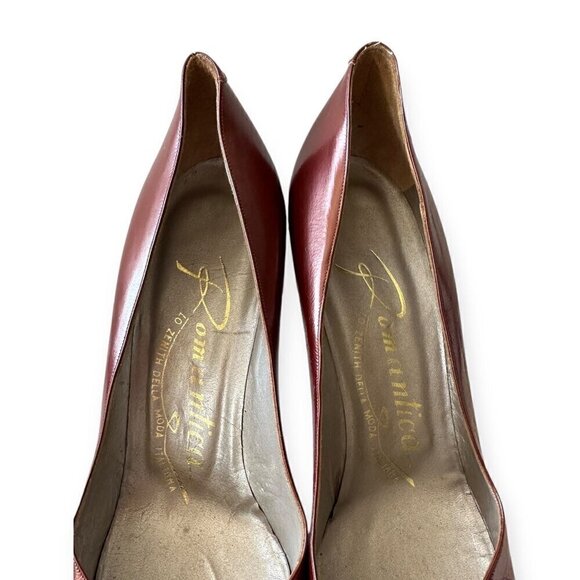 Vintage Pointed Toe  Pumps in Pearlized leather, Rust, Size 39EU - Picture 9 of 16